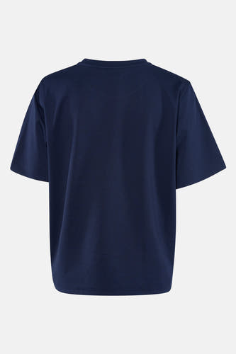 T-shirt bleu à manches courtes de France, couleur unie, impression sur le dos.