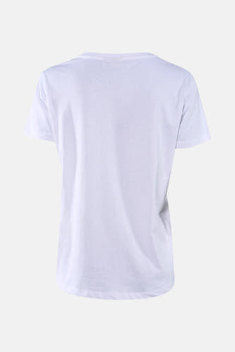 T-shirt blanc à manches courtes de Fransa, couleur unie et encolure ronde, côté dos.