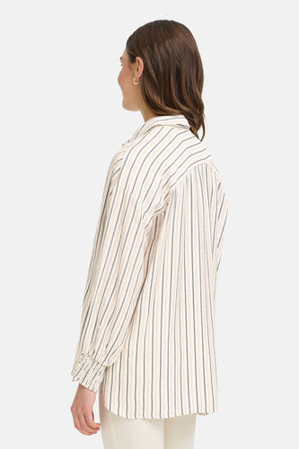 Chemise écrue à manches longues de Fransa avec un motif rayé, vue de dos.
