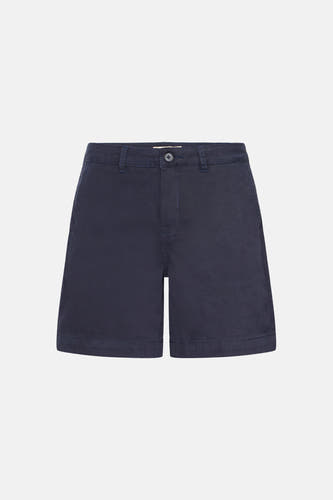Short bleu de Fransa, vue arrière avec passants de ceinture et poches.