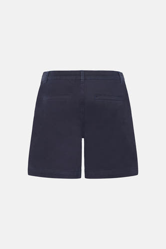 Blauwe short van Fransa, achterkant zichtbaar met riemlussen en zakken.

