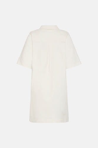 Witte denim jurk met korte mouwen van Fransa, achterkant weergegeven.