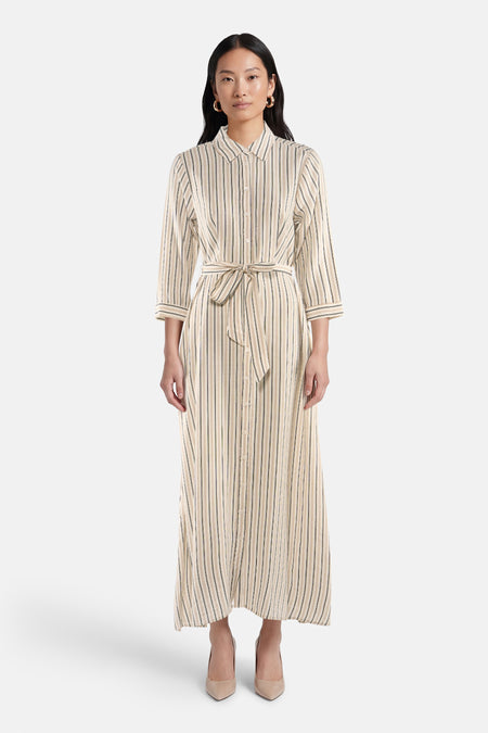 Robe multicolore à manches longues de Fransa, avec un motif rayé et une ceinture.