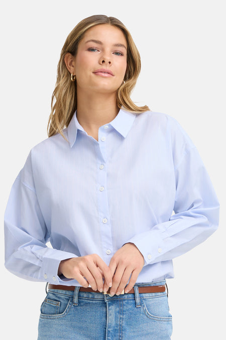 Chemisier (manches longues) bleu - Fransa®