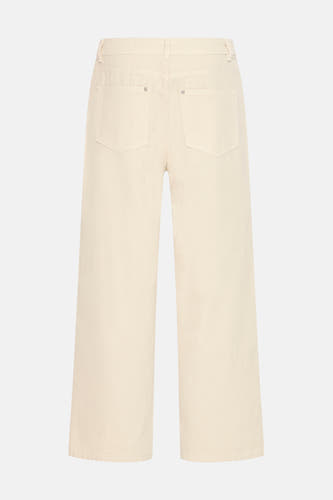 Ecru gekleurde jeans van Fransa, met achterzakken en een wijde pijp.