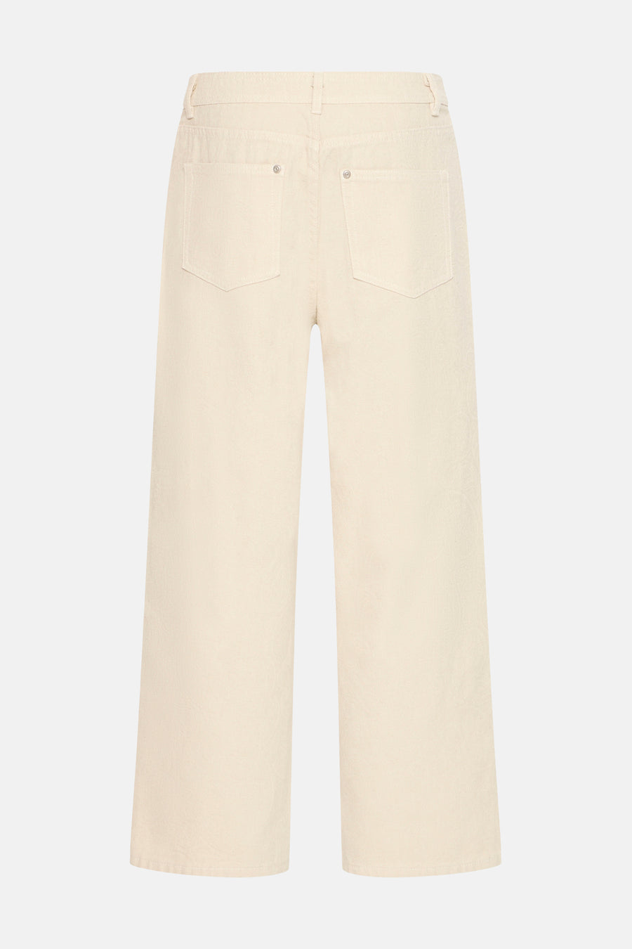 Ecru gekleurde jeans van Fransa, met achterzakken en een wijde pijp.