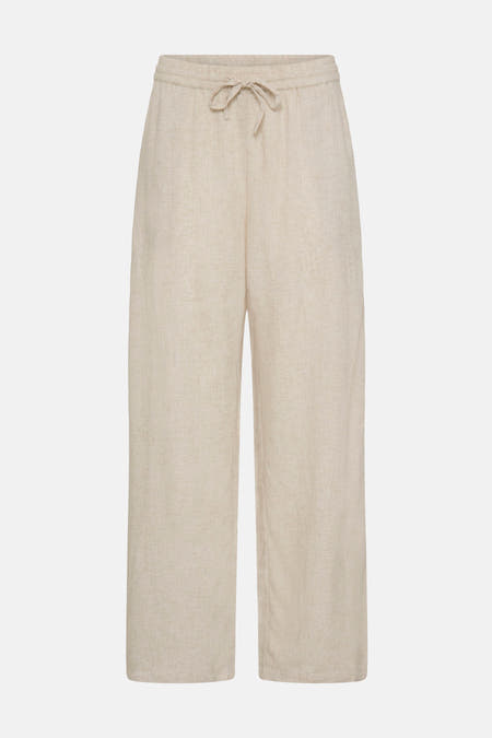 Pantalon marron de Fransa avec une taille élastique et une texture légère.