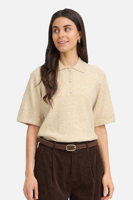 Pull col O - beige