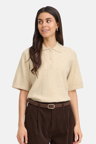 Pull col O beige - Fransa®