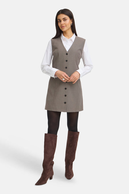 Robe à manches courtes - brun