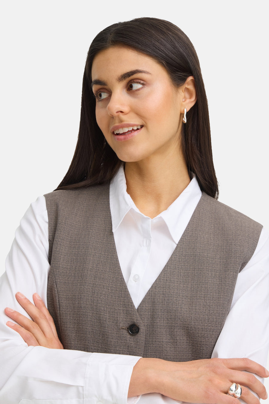 Robe à manches courtes - brun