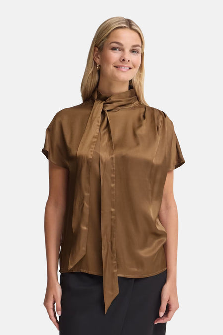 Blouse à manches courtes - cognac