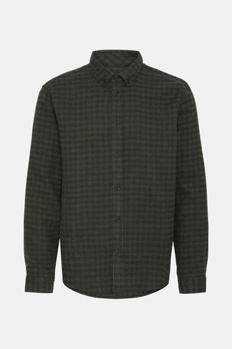 Bruin, lange mouwen overhemd van Blend, met een subtiel ruitpatroon en knoopsluiting.