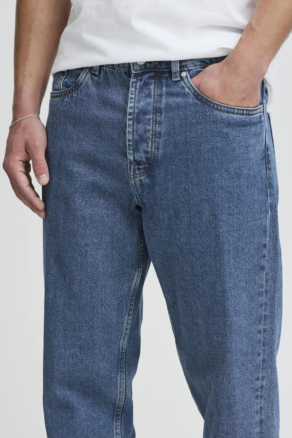 Jeans straight Mid blue denim - SOLID