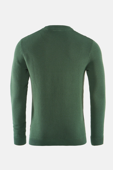 Donkergroene, gebreide herentrui.