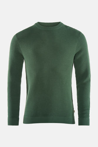 T-shirt vert avec col rond de SOLID, en une fine texture côtelée.