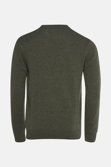 Groene trui met ronde hals van SOLID, met een fijngebreide textuur en lange mouwen.