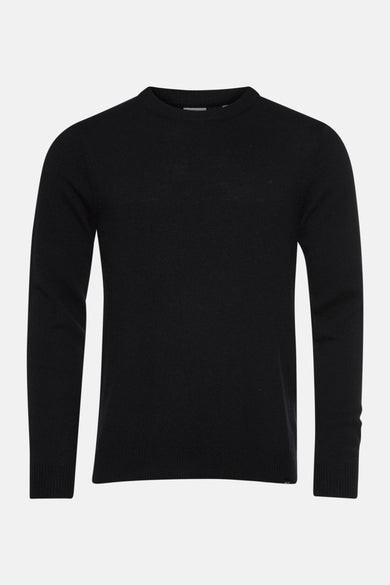 Gilet noir à col rond de SOLID, avec une fine texture trée.