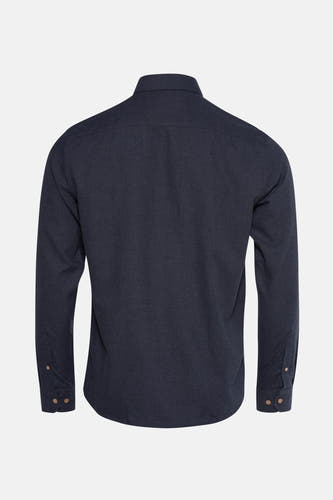 Chemise bleue à manches longues de SOLID, vue par derrière, avec des boutons sur les poignets.