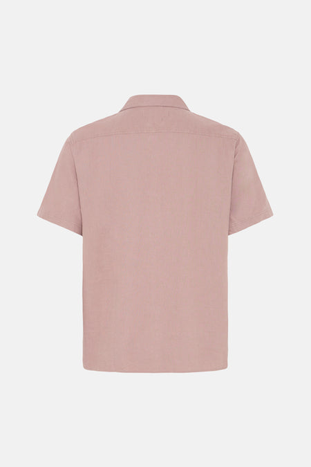 Chemise rose à manches courtes de SOLID, vue de dos, avec col et texture subtile.