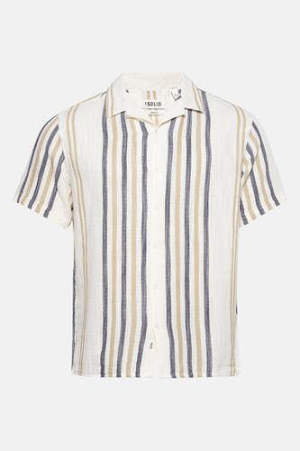 Chemise bleue rayée à manches courtes de SOLID, avec une texture légèrement structurée sur le dos.