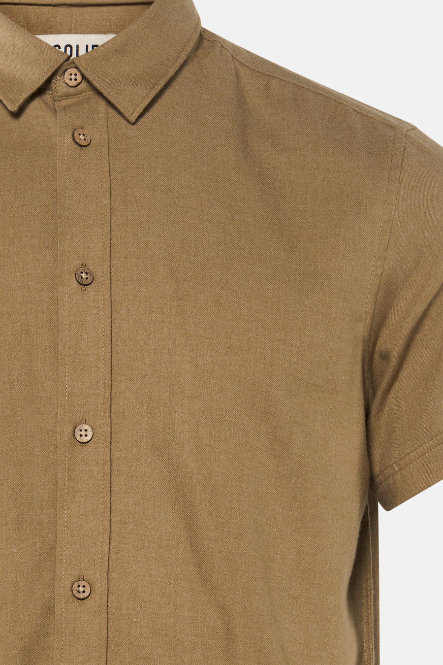 Chemise à manches courtes kaki de SOLID, avec boutons en bois et col classique.