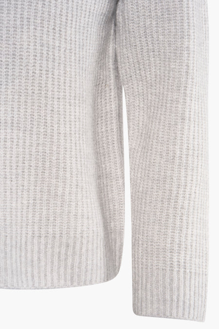 Sweat-shirt gris à col rond de SOLID, avec une fine texture côtelée.
