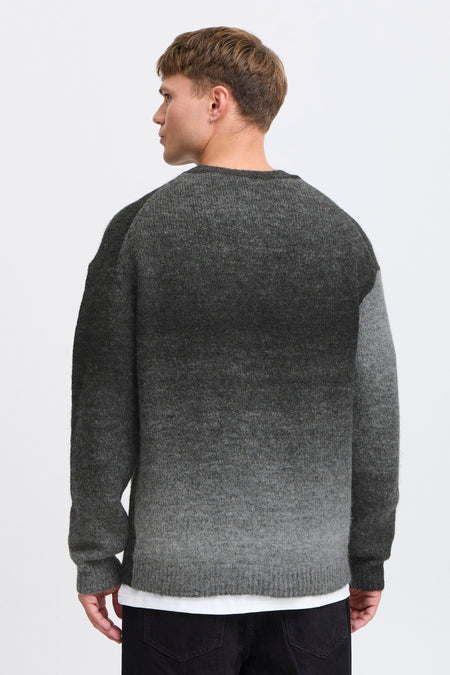 Sweat-shirt gris avec col rond de SOLID, avec une subtile transition de couleur du foncé au clair.