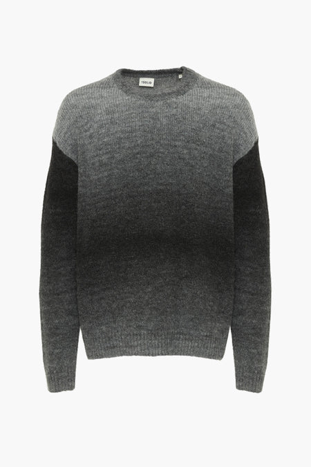 Sweat-shirt gris avec col rond de SOLID, avec une subtile transition de couleur du gris clair au gris foncé.