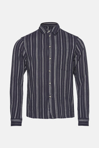 Chemise bleue à manches longues de SOLID, avec un motif rayé et une poche poitrine.