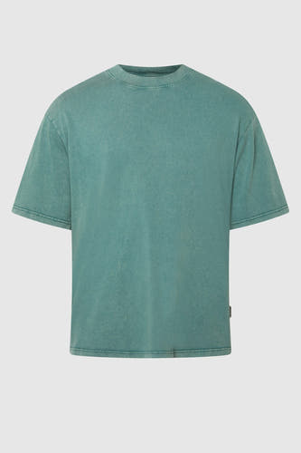 Groen T-shirt met korte mouwen van REDEFINED REBEL, met een stonewash textuur en rechte pasvorm.