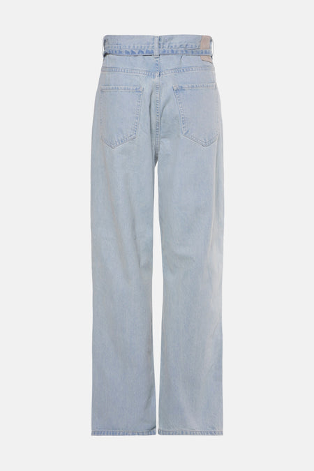 Jean en denim bleu clair à larges jambes de SOLID, vue rapprochée du dos.