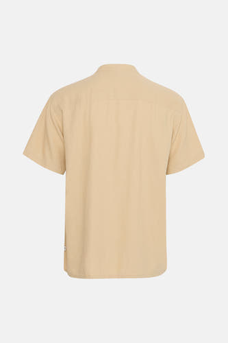 Beige overhemd met korte mouwen van SOLID, rugaanzicht, met een subtiele textuur.
