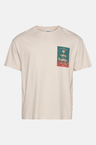 T-shirt écru à manches courtes de SOLID, uni et sans décoration, vue arrière.