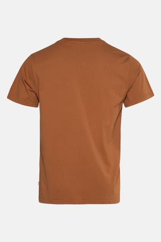 T-shirt orange à manches courtes de SOLID, couleur unie et col rond classique.