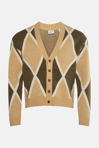 Gilet multicolore de SOLID, avec un motif à carreaux en marron, beige et crème.