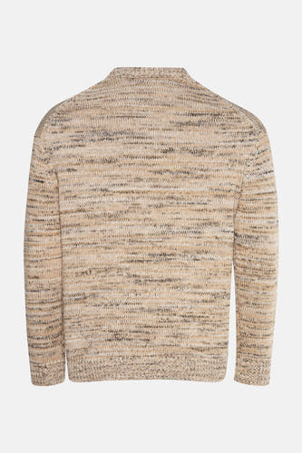 Gilet rond beige SOLID, avec un motif à carreaux et des manches longues, vu de dos.