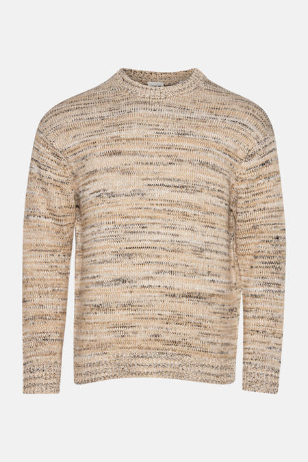 Gilet beige avec col rond de SOLID, avec un mélange de brebis dans des tons terreux.