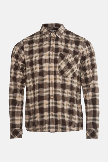 Chemise brune à longues manches de SOLID, avec une impression imprimée et un poche poitrine.