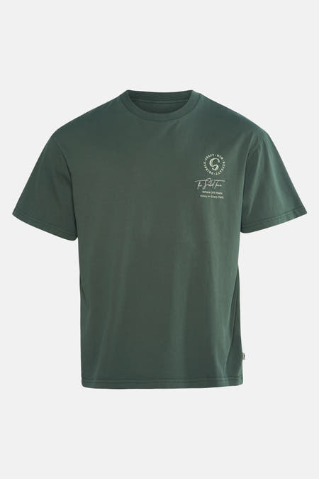 T-shirt vert avec manches courtes de SOLID, imprimé sur la poitrine.