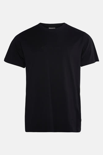 T-shirt noir à manches courtes de SOLID, avec le texte "BREAK THE LINES" brodé dessus.