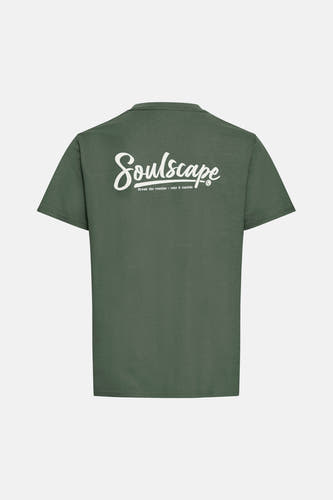 T-shirt vert avec manches courtes de SOLID, avec une impression blanche sur le dos.