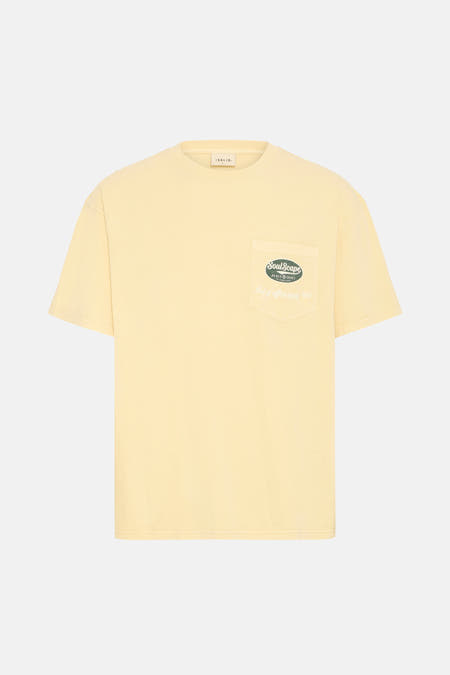 T-shirt jaune à manches courtes de SOLID, en tissu uni et avec un col rond.