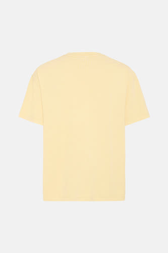 Geel T-shirt met korte mouwen van SOLID, effen stof en een ronde hals.