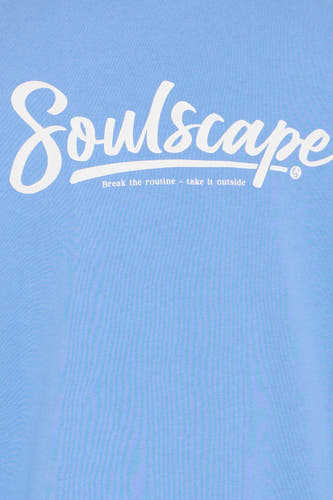 Sweat-shirt bleu avec col rond de SOLID, avec le texte "Soulscape" imprimé dessus.