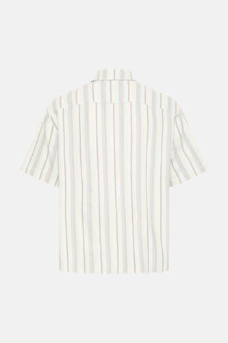 Chemise rayée multicolore à manches courtes de SOLID, avec une texture légère, vue de dos.