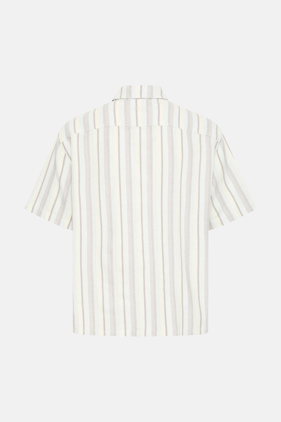 Chemise rayée multicolore à manches courtes de SOLID, avec une texture légère, vue de dos.
