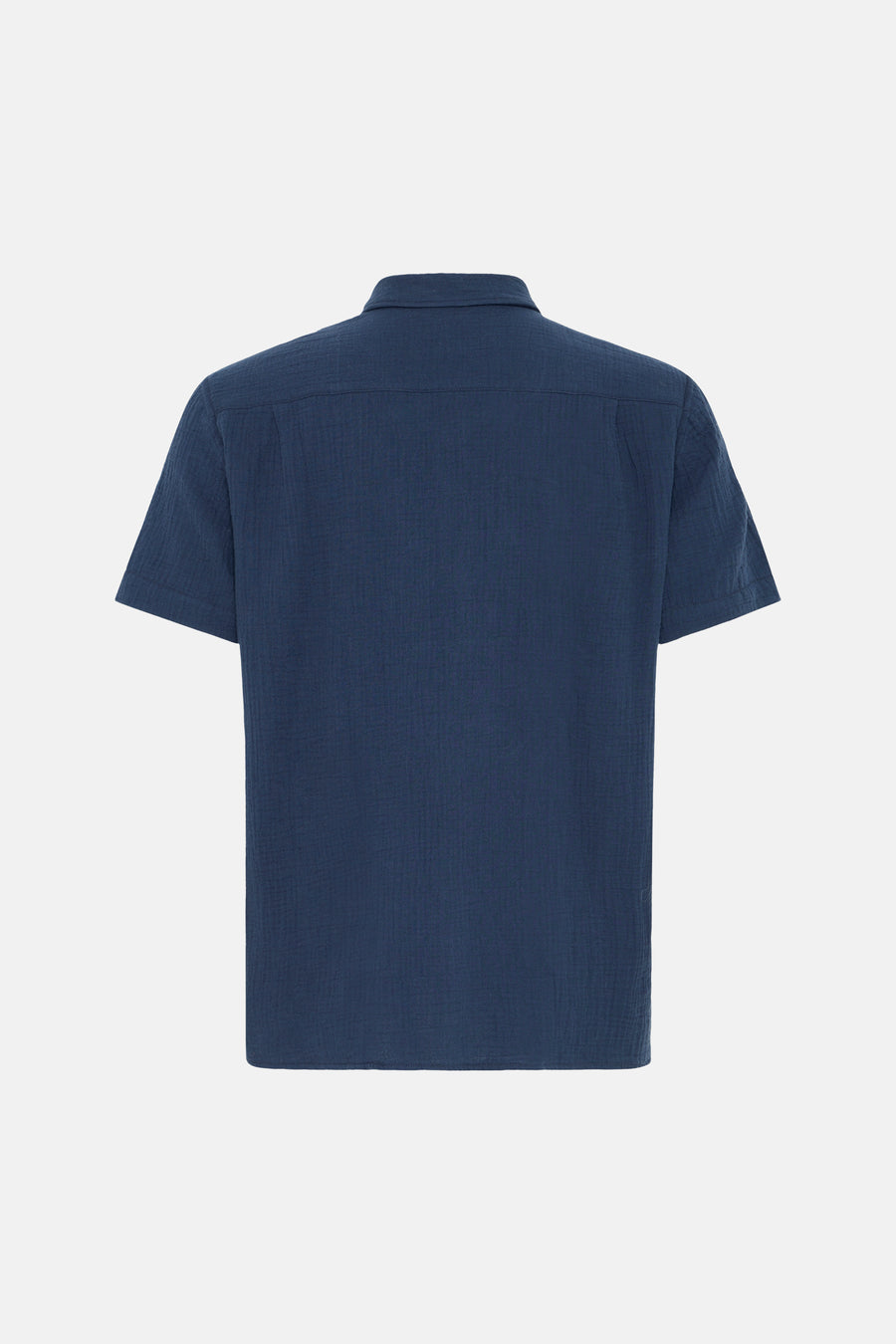 Chemise bleue à manches courtes de SOLID, avec une texture tissée, vue arrière.