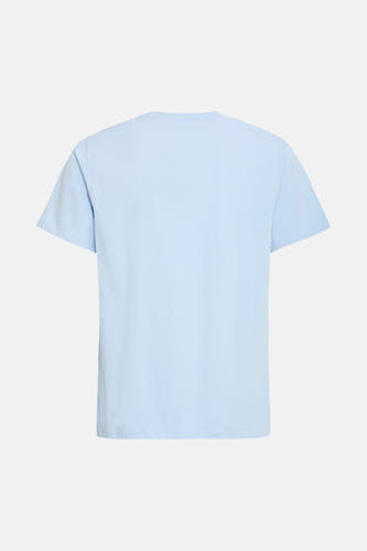 T-shirt bleu à manches courtes de SOLID, uni et à col rond, vu de dos.
