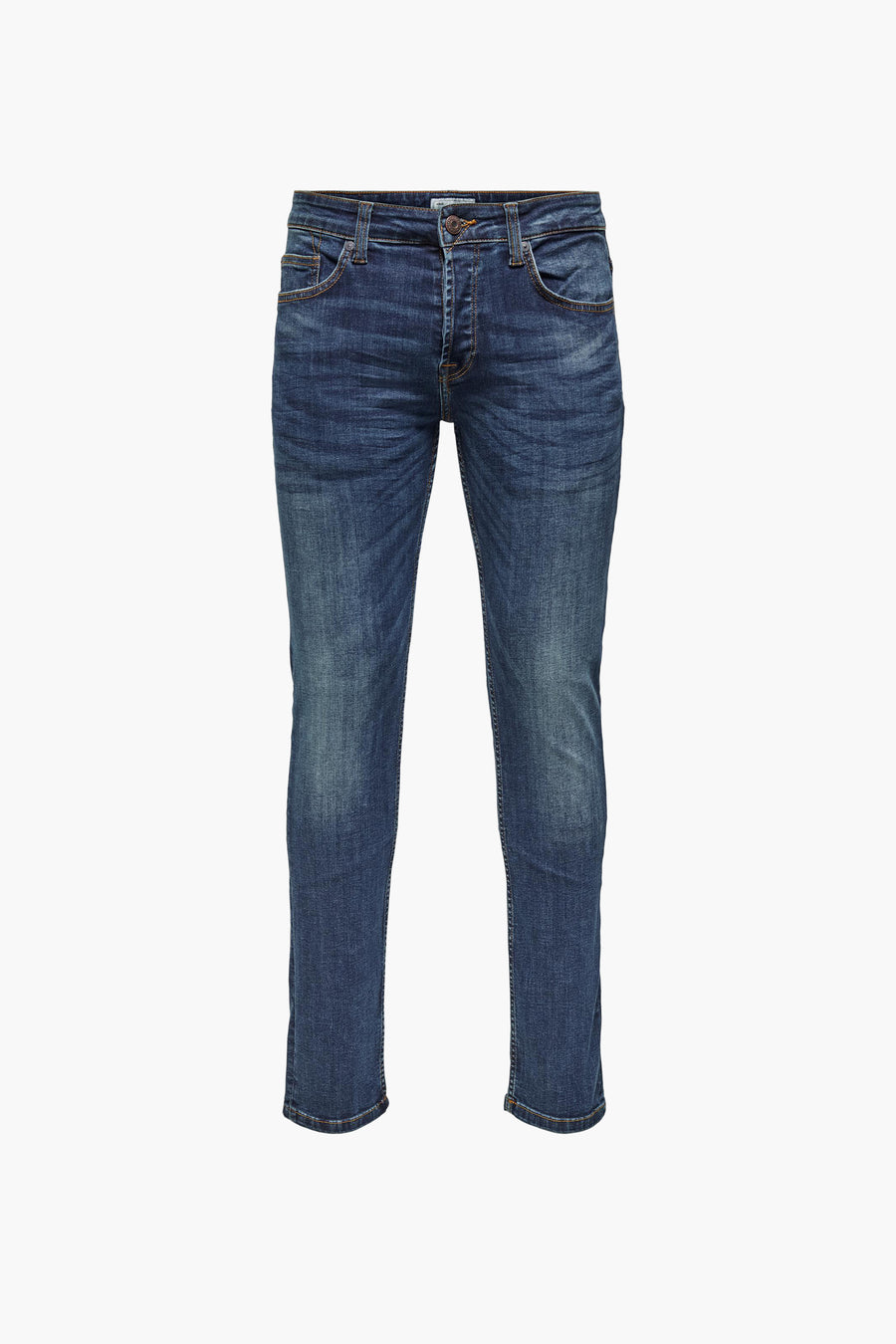 Jean droit bleu marine d'ONLY & SONS, avec un lavage subtil et uniforme sur toute la surface.